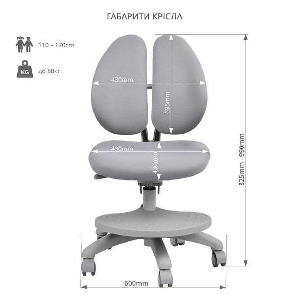 Комплект парта-трансформер Cubby Iris Grey + крісло FunDesk Fresco Grey iris-808668 фото