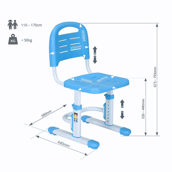 Дитячий стілець FunDesk SST3LS Blue (жорстка фіксація) 1824131507 фото