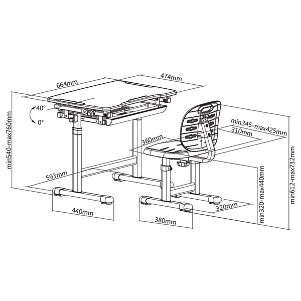 Комплект мебели для ребенка Piccolino III Blue FunDesk 800233 фото