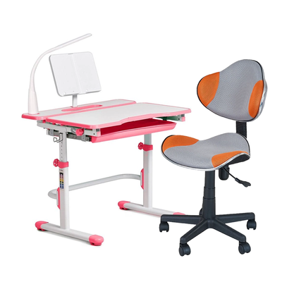 Комплект для дівчинки, що росте, парта Cubby Fressia Pink + комп'ютерне крісло FunDesk LST3 Orange-Grey 875884576 фото