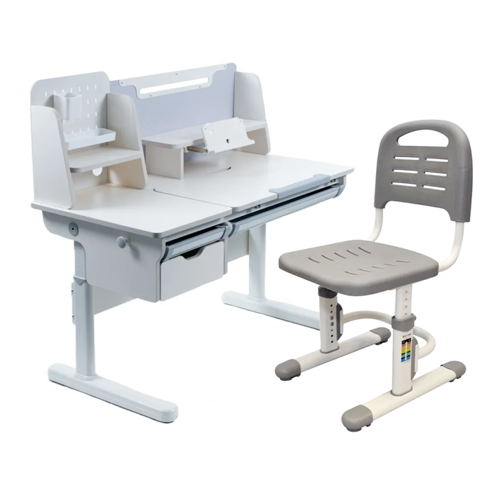 Парта FunDesk Ammi Grey + Кресло Fundesk SST3LS Grey