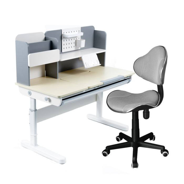Парта FunDesk Ginepro Grey + Кресло FunDesk LST3 Grey