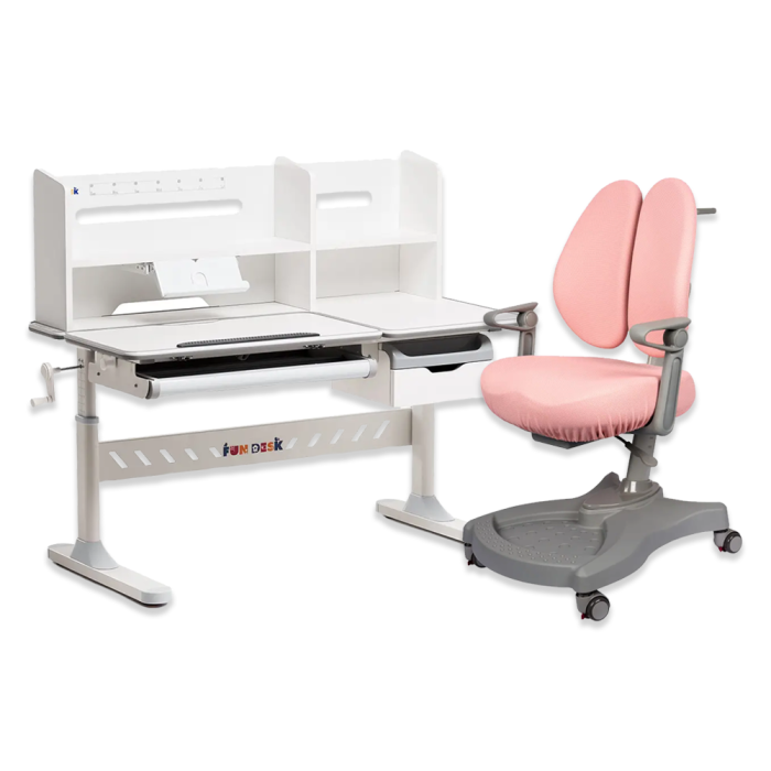 Комплект мебели Fundesk Fiore II Grey + Fundesk Leone Pink