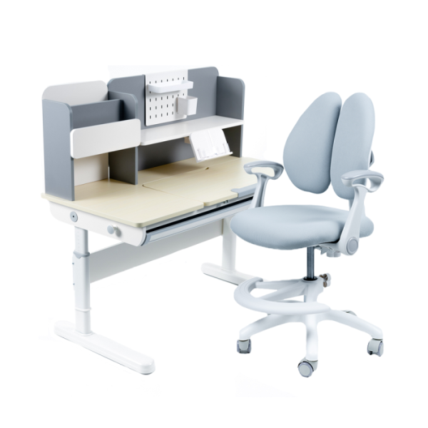 Парта FunDesk Ginepro Grey + Кресло Fundesk Ottimo Grey